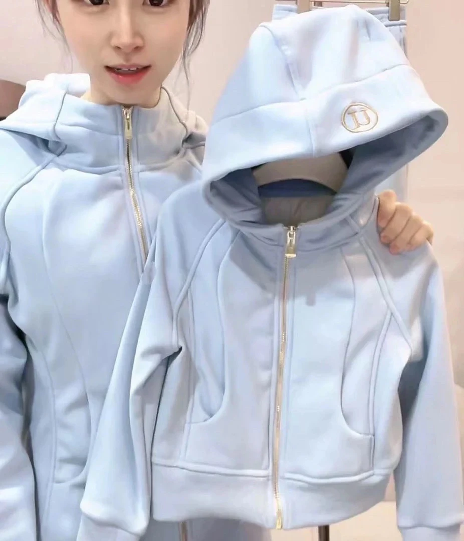 【工厂直销】（买上衣送裤子）女童春秋款韩系拼接纯色套装带帽拉链