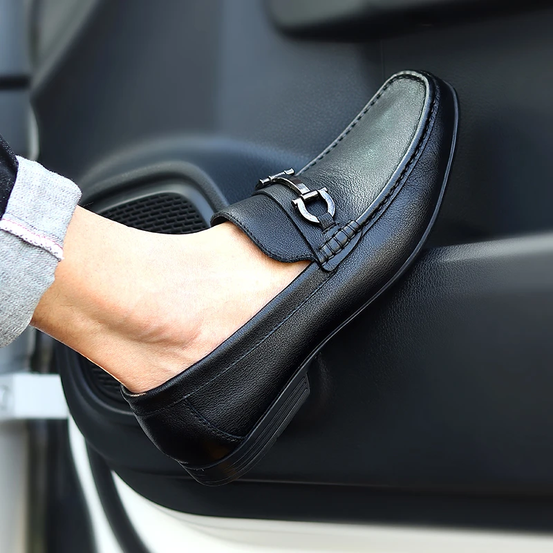 2025新款春季爆款豆豆鞋商务休闲软面软底一脚蹬乐福鞋真皮男皮鞋