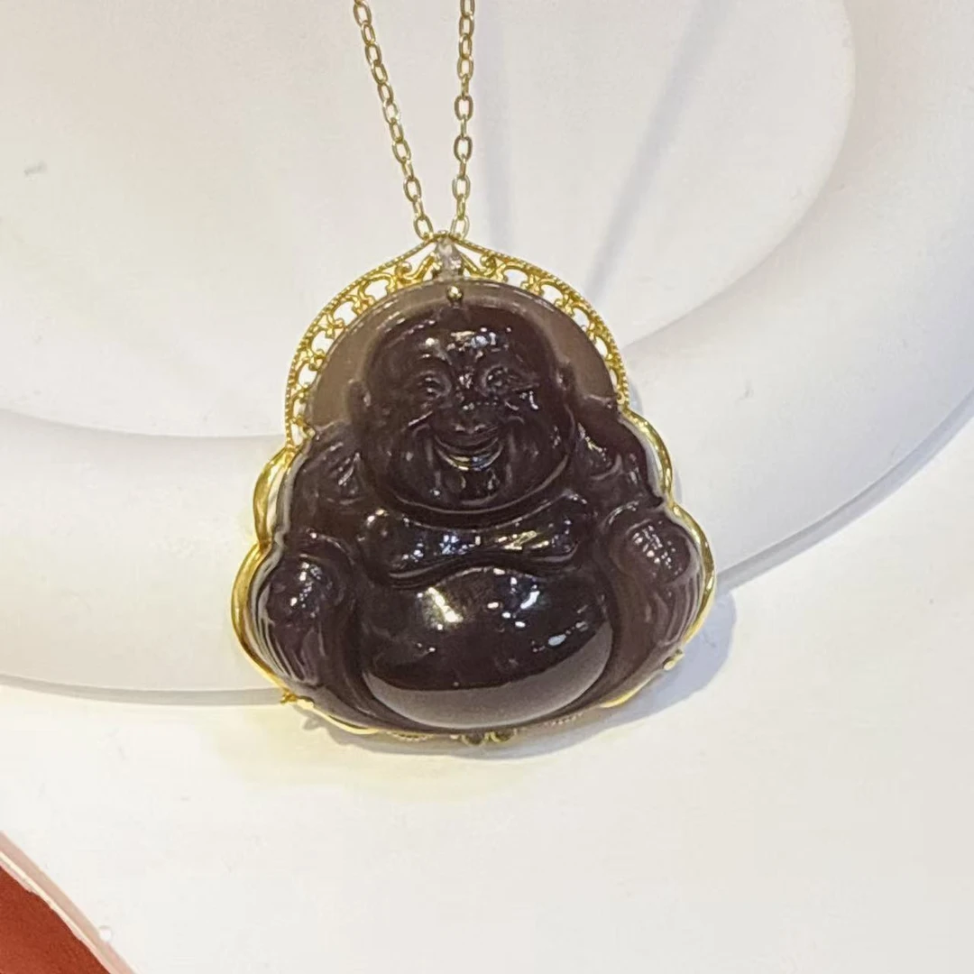 18K金33*33mm烟紫佛公吊坠HE00735