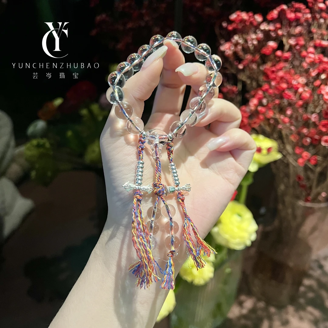 白水晶手持念珠925银 卡10.2mm00328