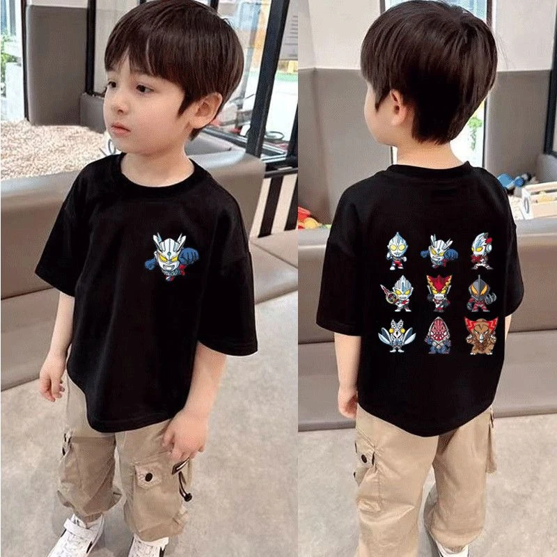 新款儿童卡通短袖T恤纯棉宽松休闲百搭奥特曼中大小男女儿童宝宝t
