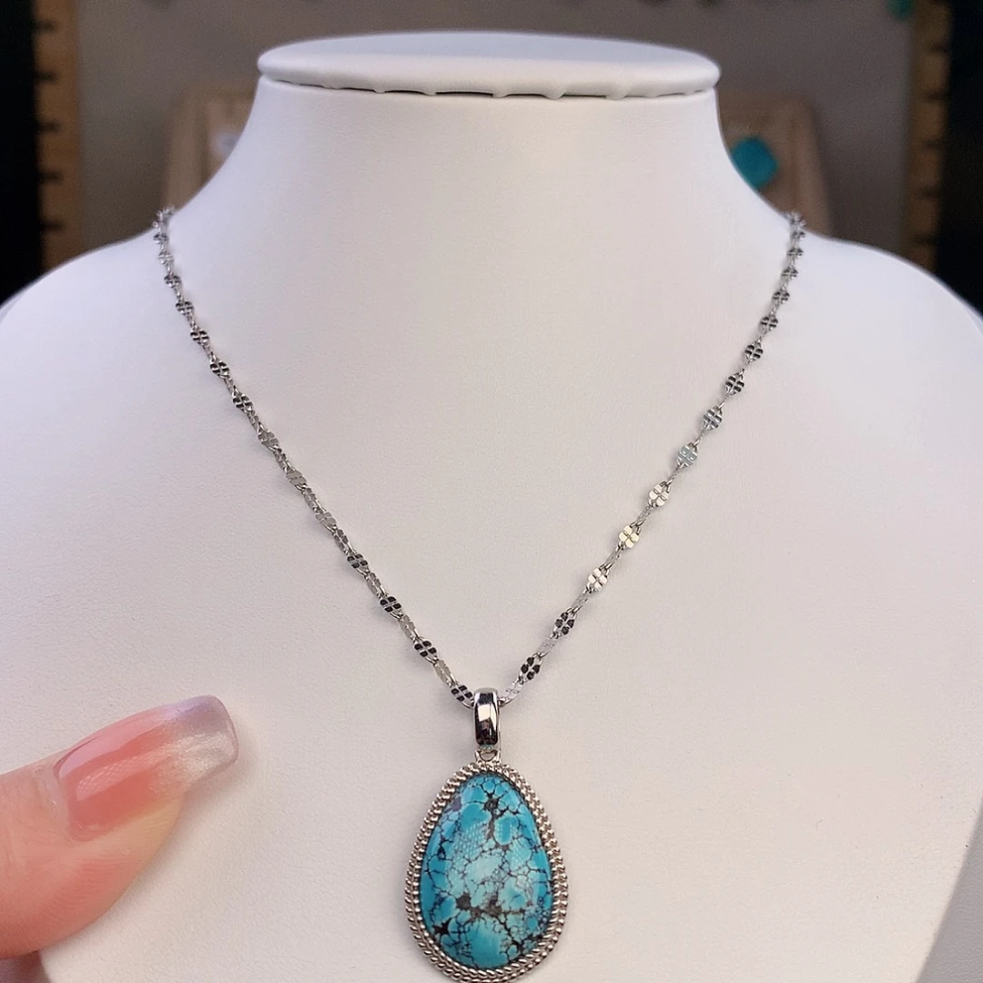 绿松石银S925镶嵌颈饰