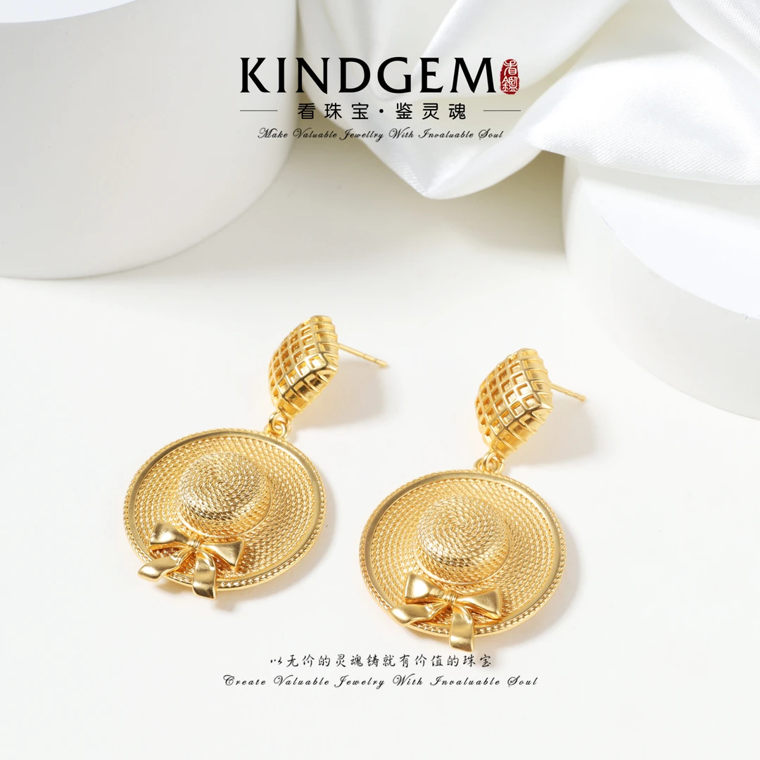 铜合金耳饰 KindGem 法式气质复古礼帽设计款时尚耳坠 C-42421