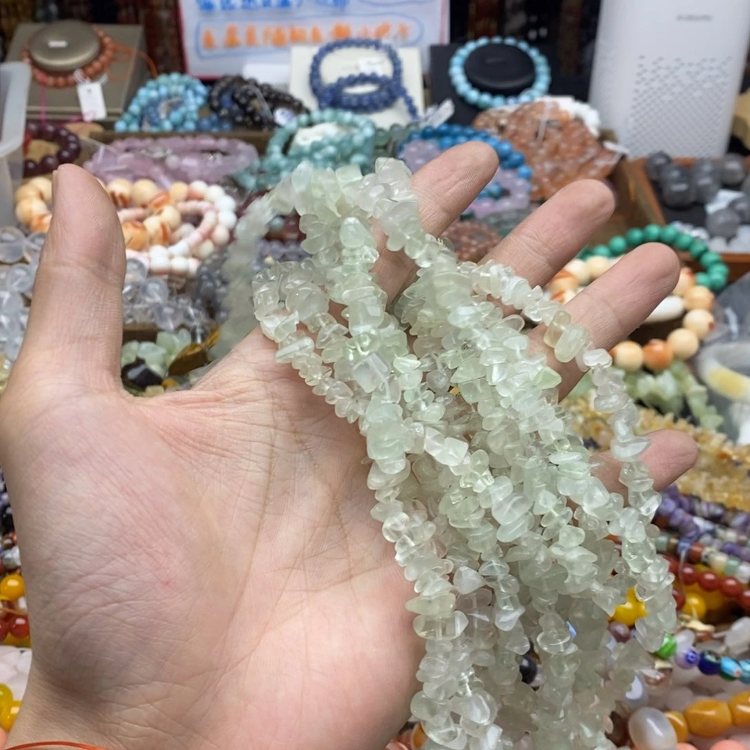 玛瑙/玉髓未镶嵌珠宝半成品一条天然80公分绿萤石碎石