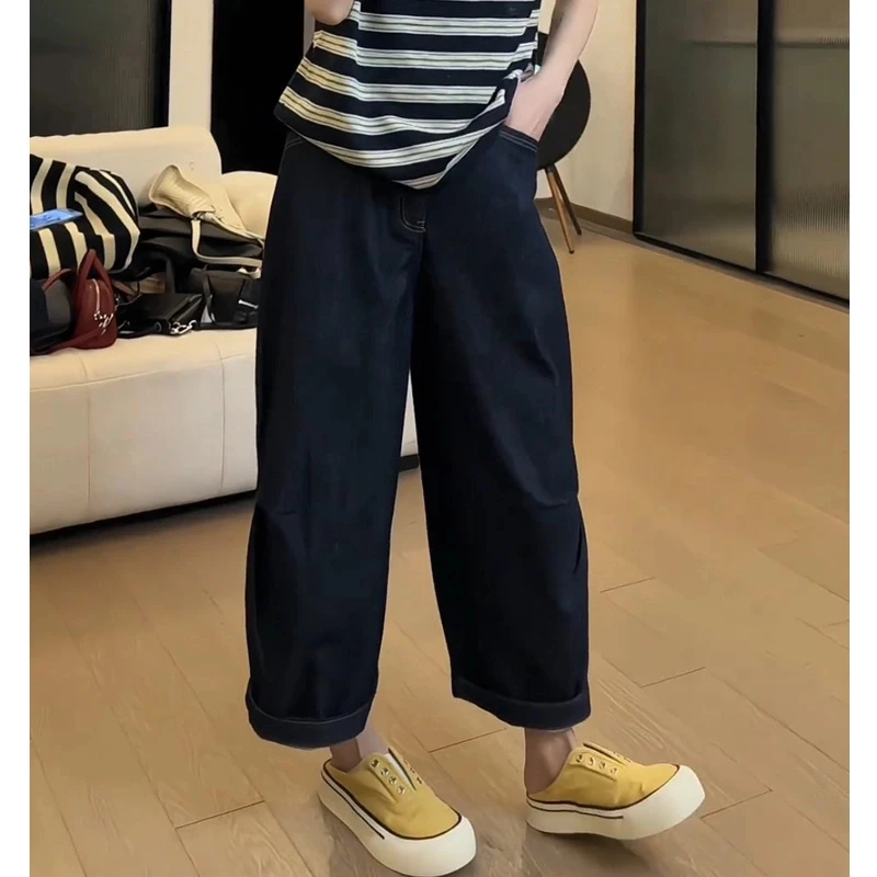 牛仔裤女士2025年夏季新款爆款裤子显瘦百搭九分裤高腰宽松阔腿裤