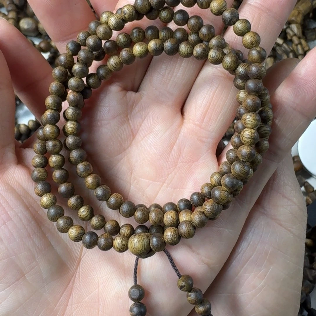 沉香手串有**好奇楠圆珠单圈5mm多样性发一