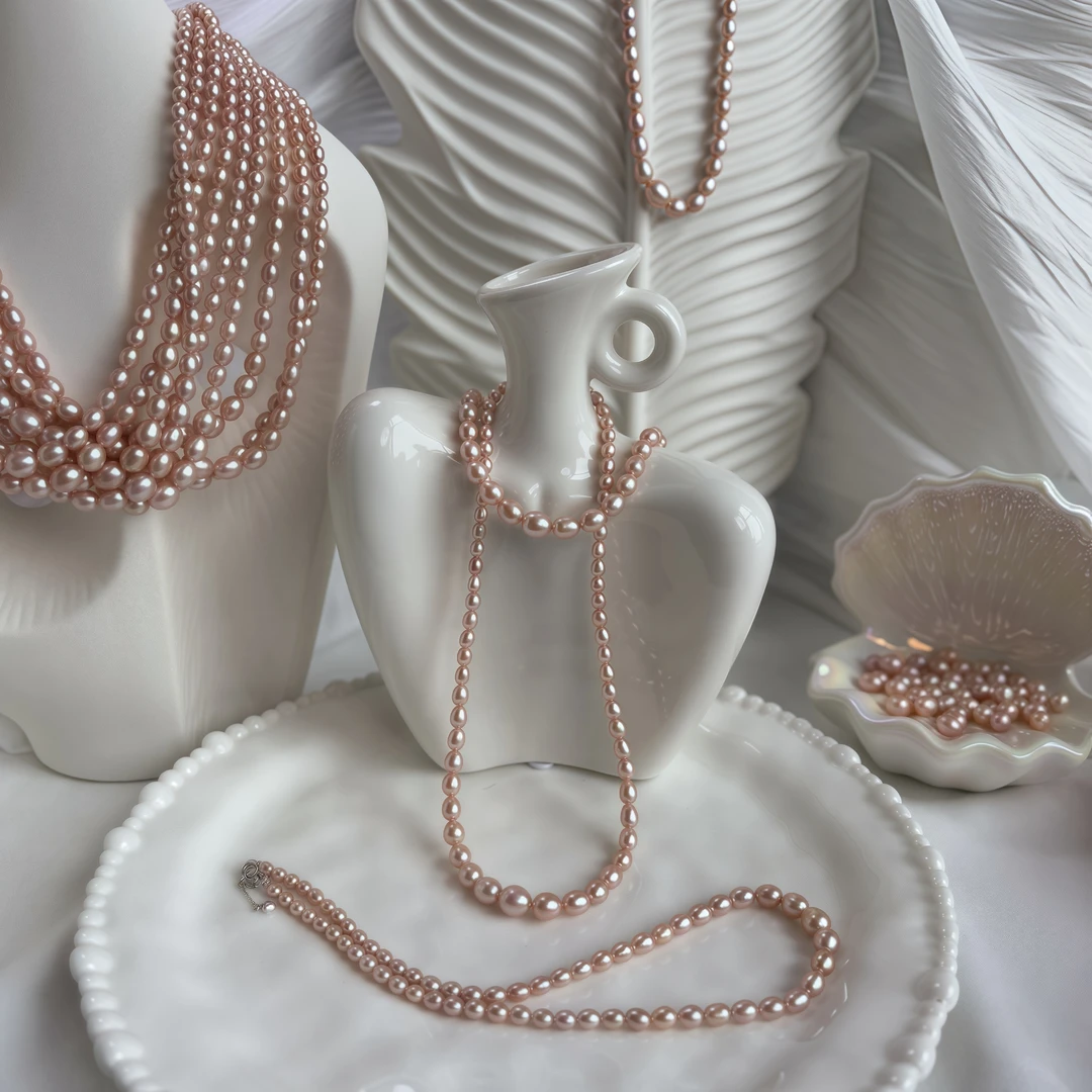 诸暨珍珠天然淡水4-9mm无核水滴塔链珍珠项链彩色多样性发其一