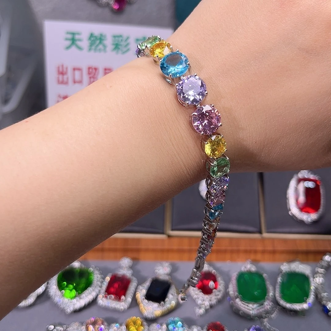 蓝宝石耳饰银S925镶嵌17