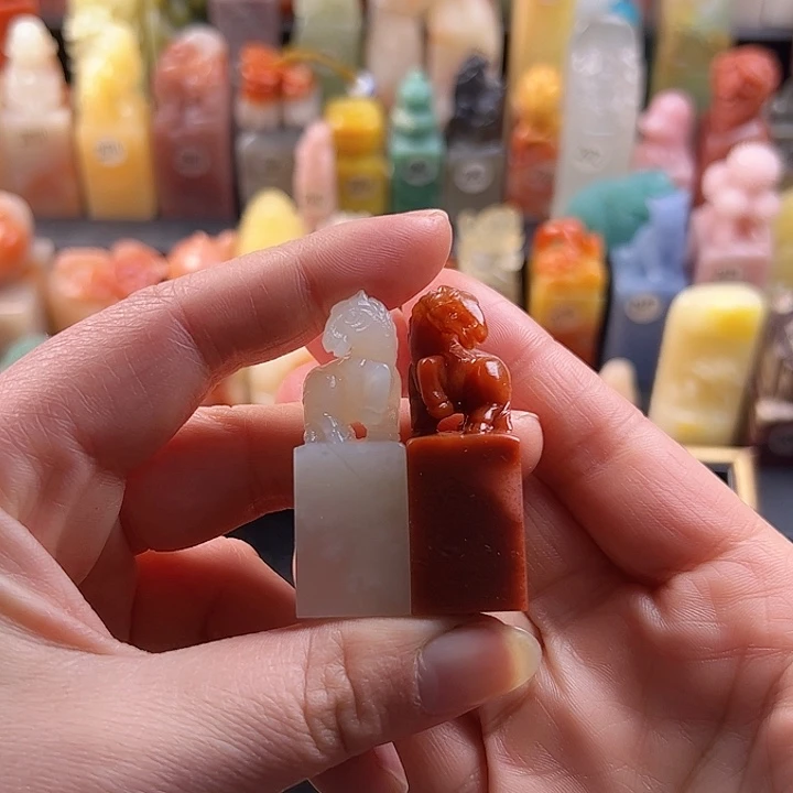 老挝石印石手工定制1.5厘米，两个马，包刻字