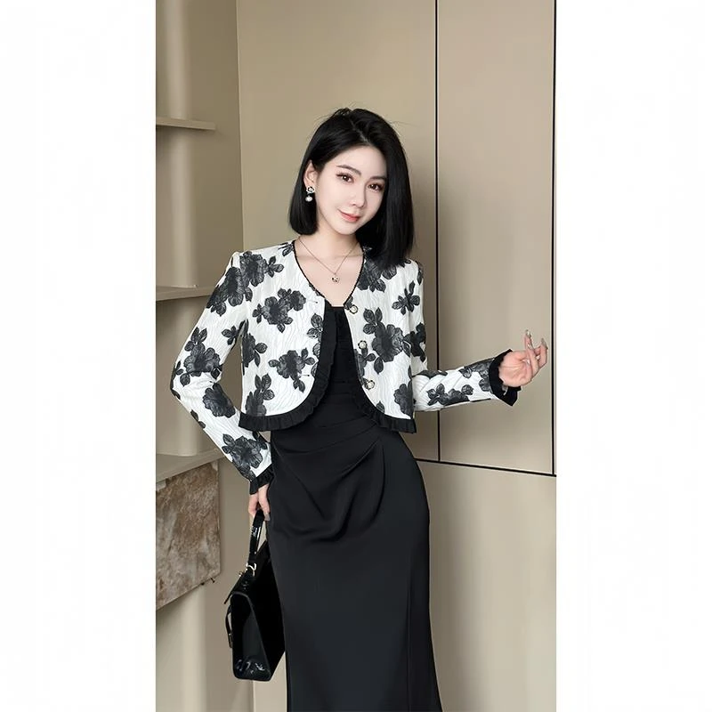 小香风套装女早春季大方得体穿搭气质名媛高级感吊带连衣裙两件套