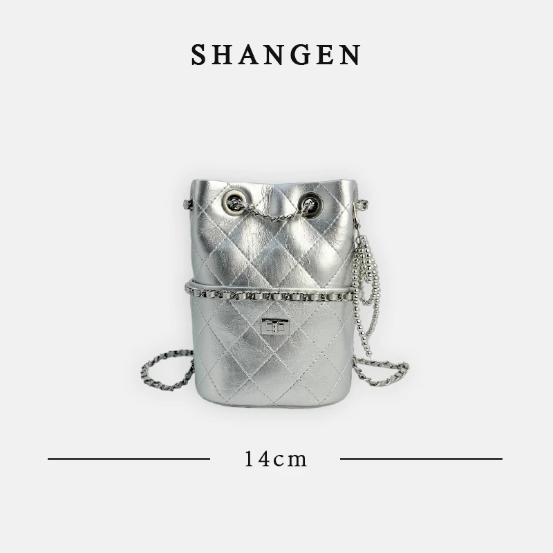 【尚恩CC】SD-5397-珍珠银-轻奢时尚女士新款单肩斜挎水桶包