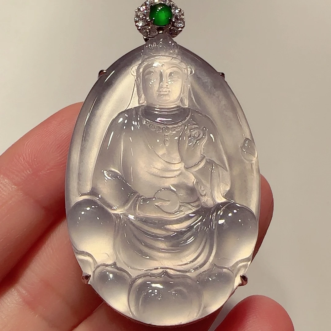 吊坠(不含链)18K金镶嵌翡翠吊坠