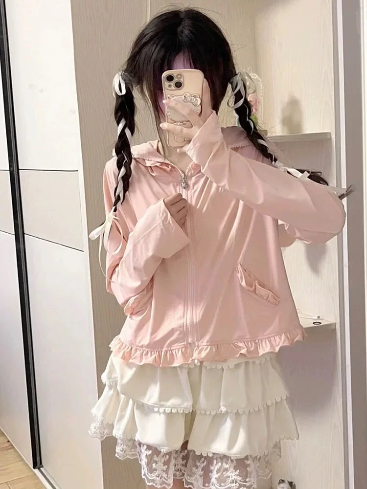 原纱防晒衣少女可爱减龄防紫外线薄款外套2025新小个子甜美女生款