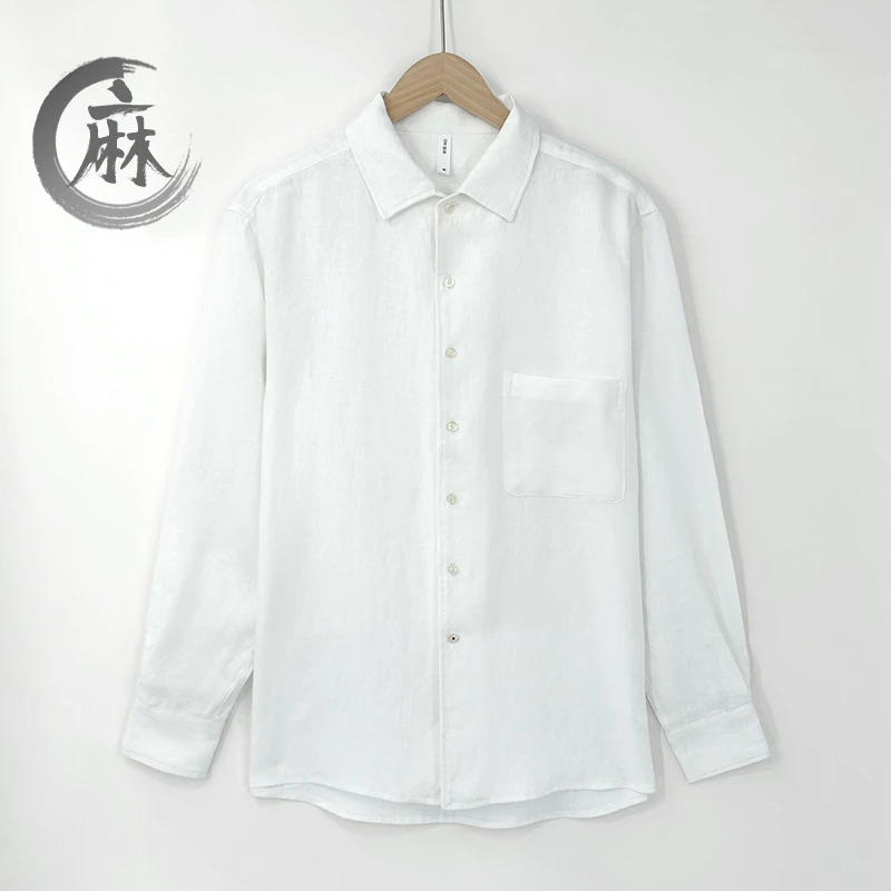 2025春夏款男士休闲百搭时尚宽松简约翻领舒适长袖衬衫