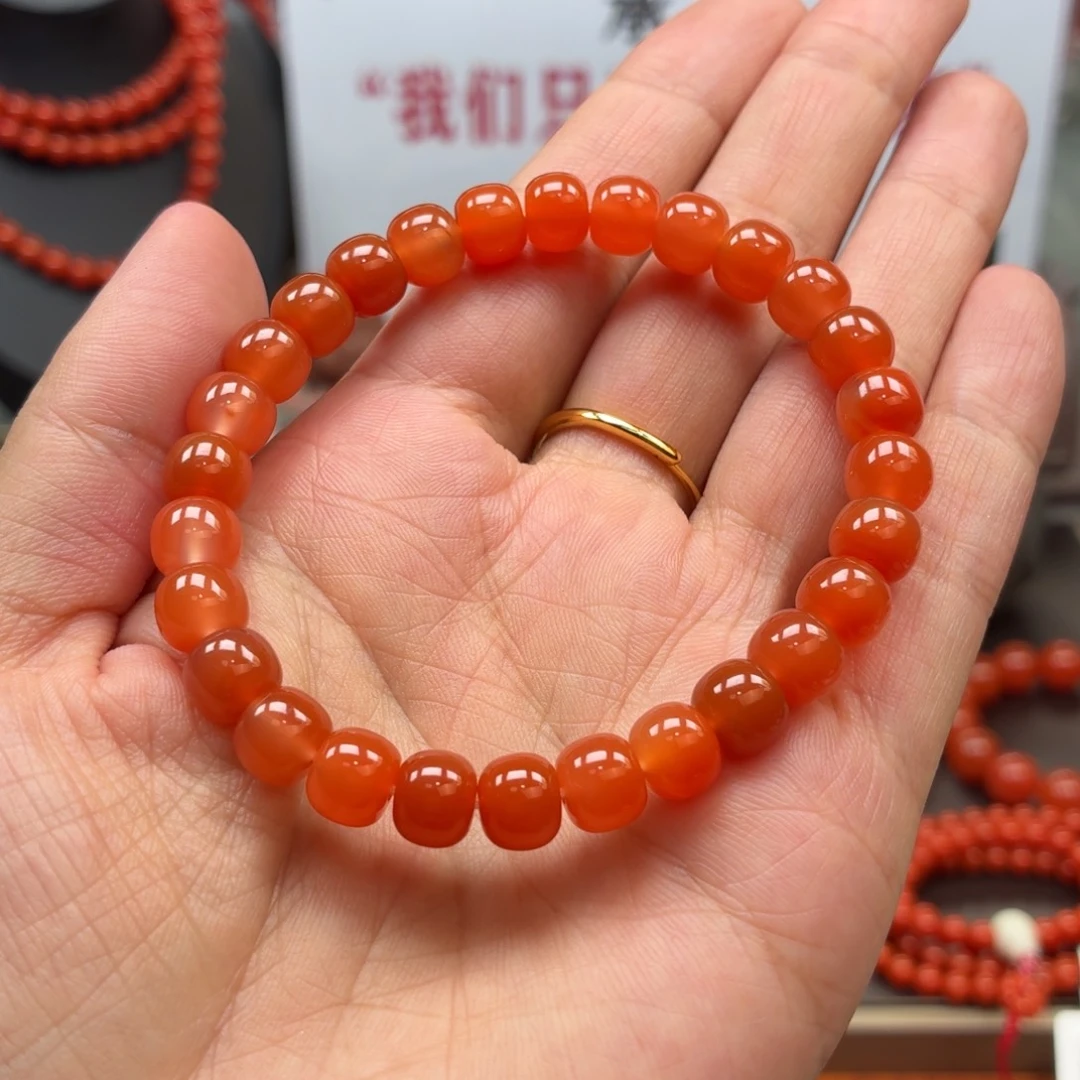 未镶嵌手串南红玛瑙保山原矿南红中洞子柿子红老型卡8