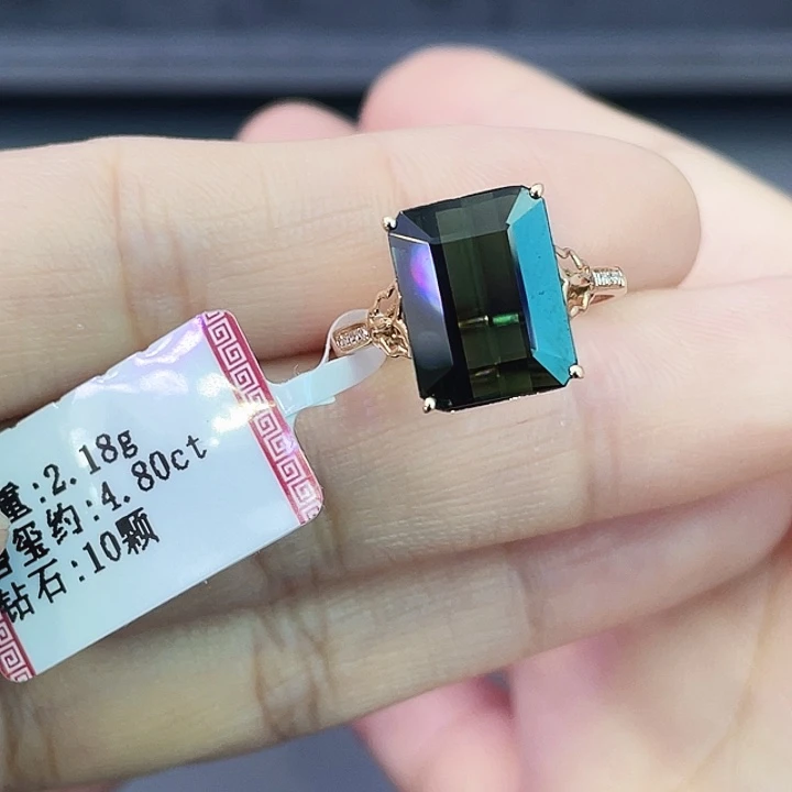 碧玺戒指18K金镶嵌4.80