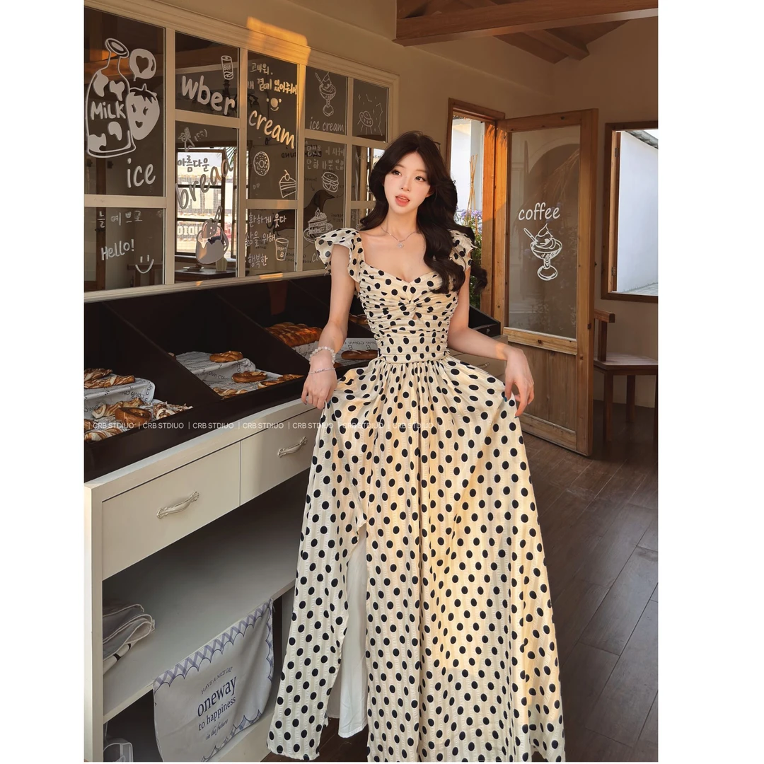 【春日部】波点温柔夏季氛围感连衣裙0778