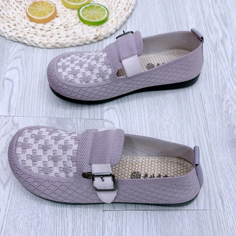 妈妈鞋老北京布鞋一脚蹬休闲单鞋勃肯女鞋2025新款飞织透气单鞋女