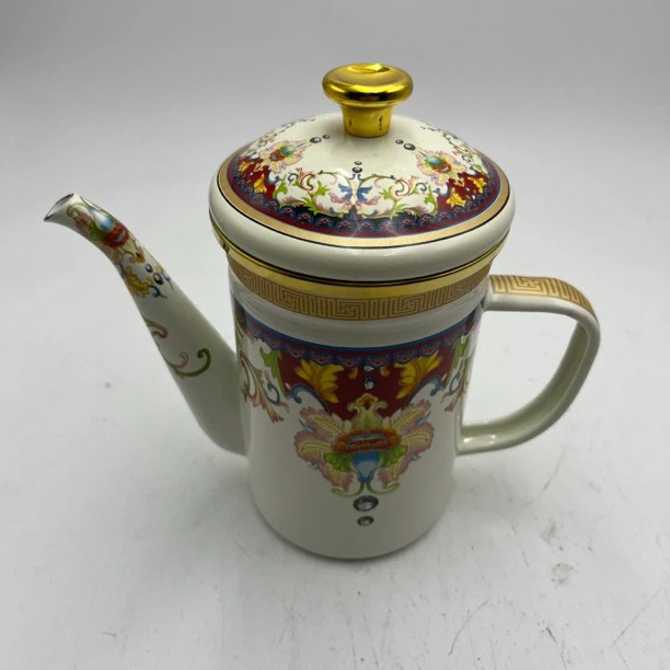 600ml【珍品油壶】搪瓷油壶带滤网手把壶