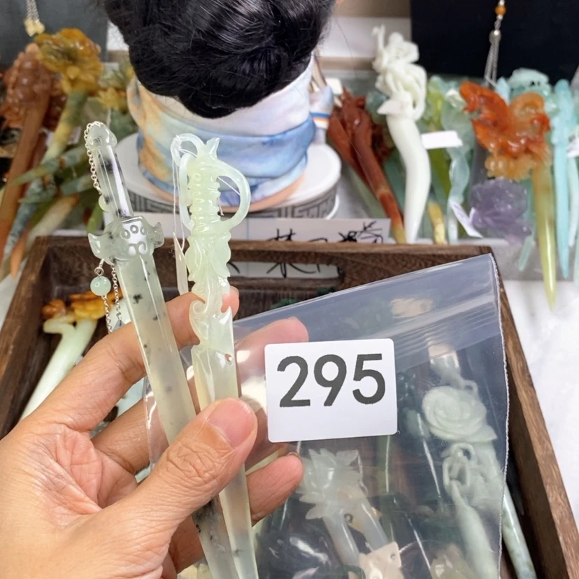 【闪购商品】岫玉发饰未镶嵌社***匪