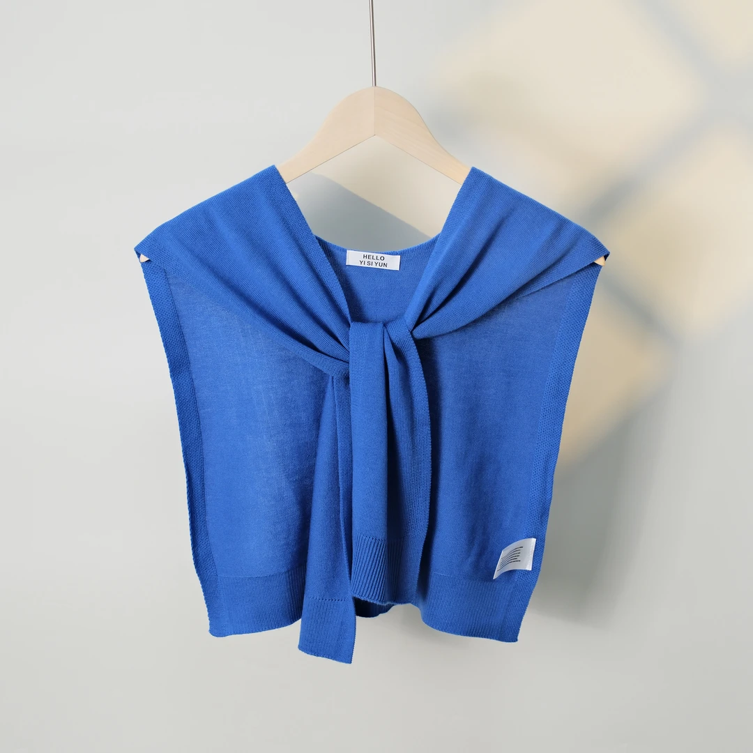 针织交叉披肩女空调房外搭打结小坎肩披肩