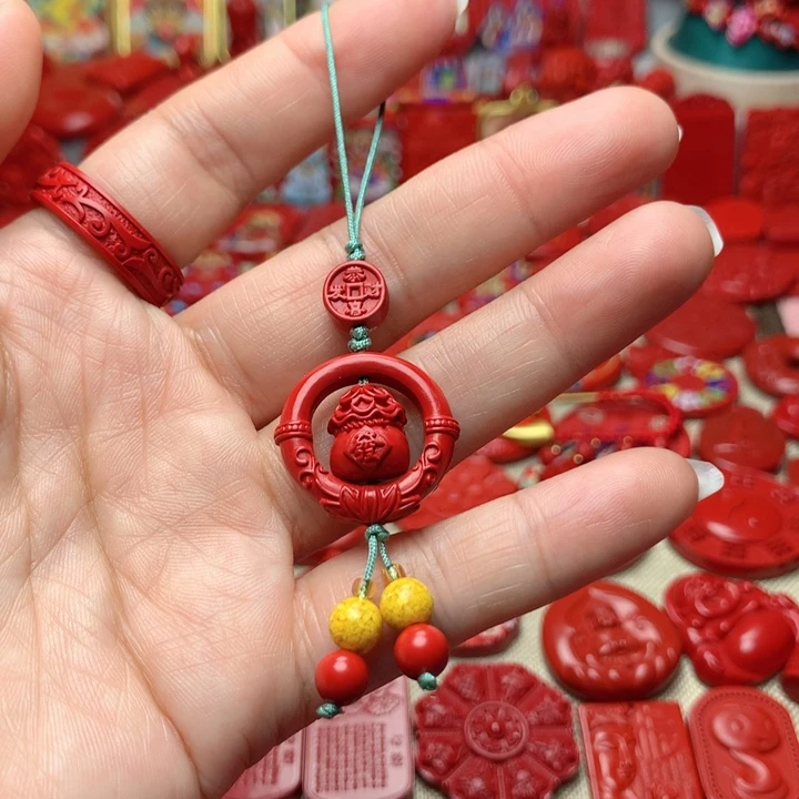 天然辰砂工艺品朱砂手机坠