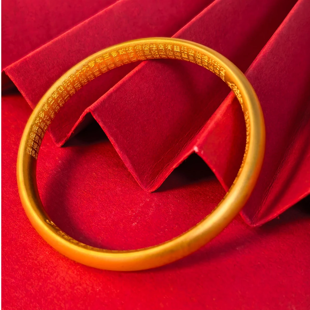 足银手镯 心经泥鳅背古法手镯纯银古法手工内圈錾刻单圈手镯