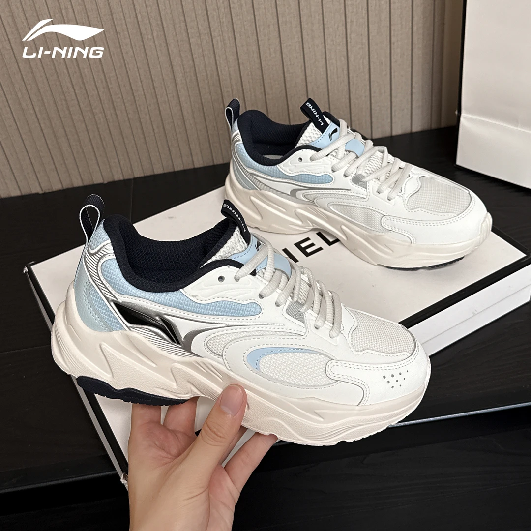 李宁女款老爹鞋秋冬运动鞋官方正品休闲鞋网面百搭厚底透气旅游鞋
