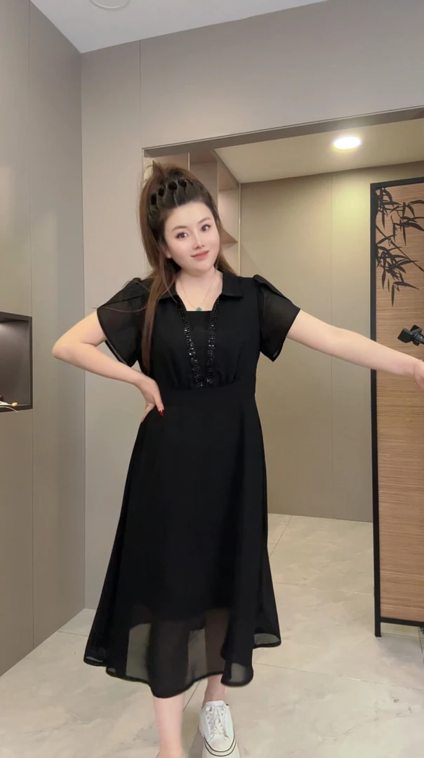 【婷婷】2025夏季新款时尚洋气清凉2089带钻连衣裙