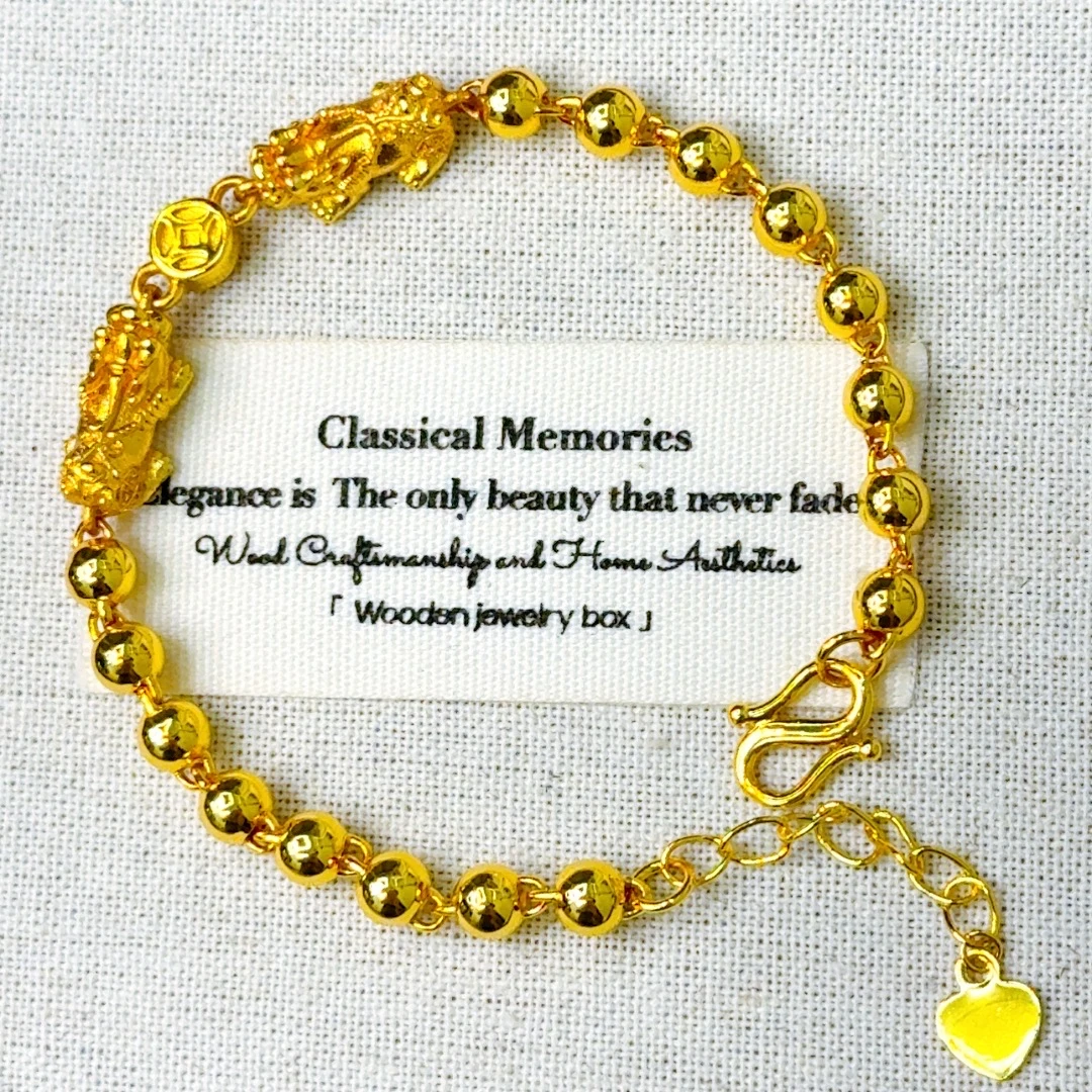 高端实心双貔貅手链G026