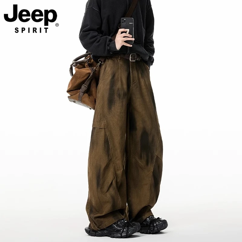 染弯刀牛仔裤男士春季直筒宽松阔腿休闲工装牛仔裤男款