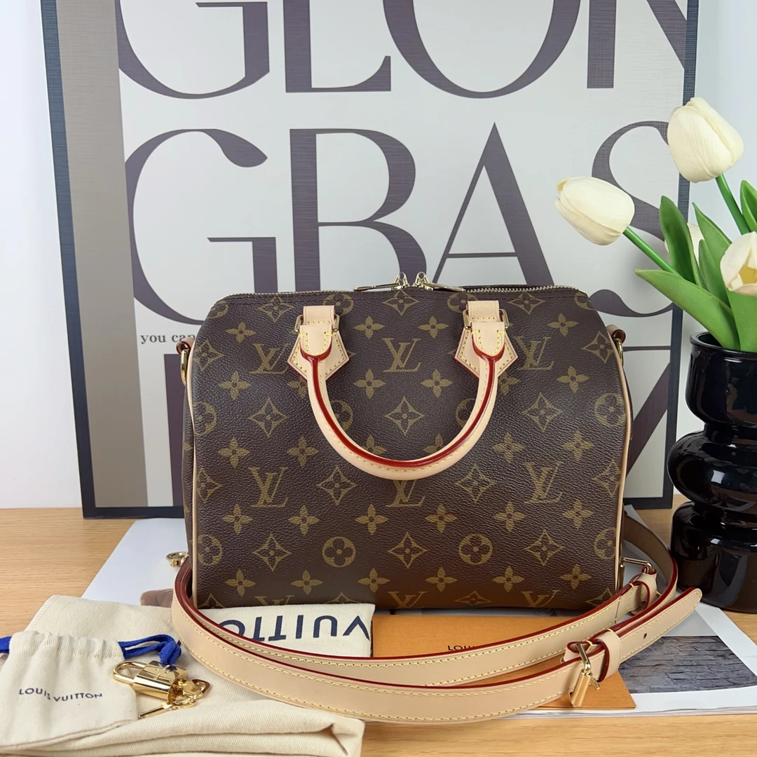 未使用 LouisVuitton/路易威登  Speedy 25 枕头包 肩带款 芯片款