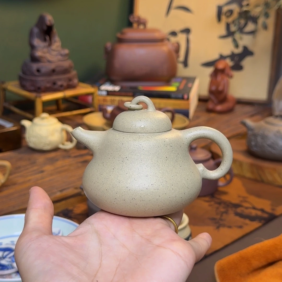 茶杯紫砂葫芦壶，本山绿泥，180cc