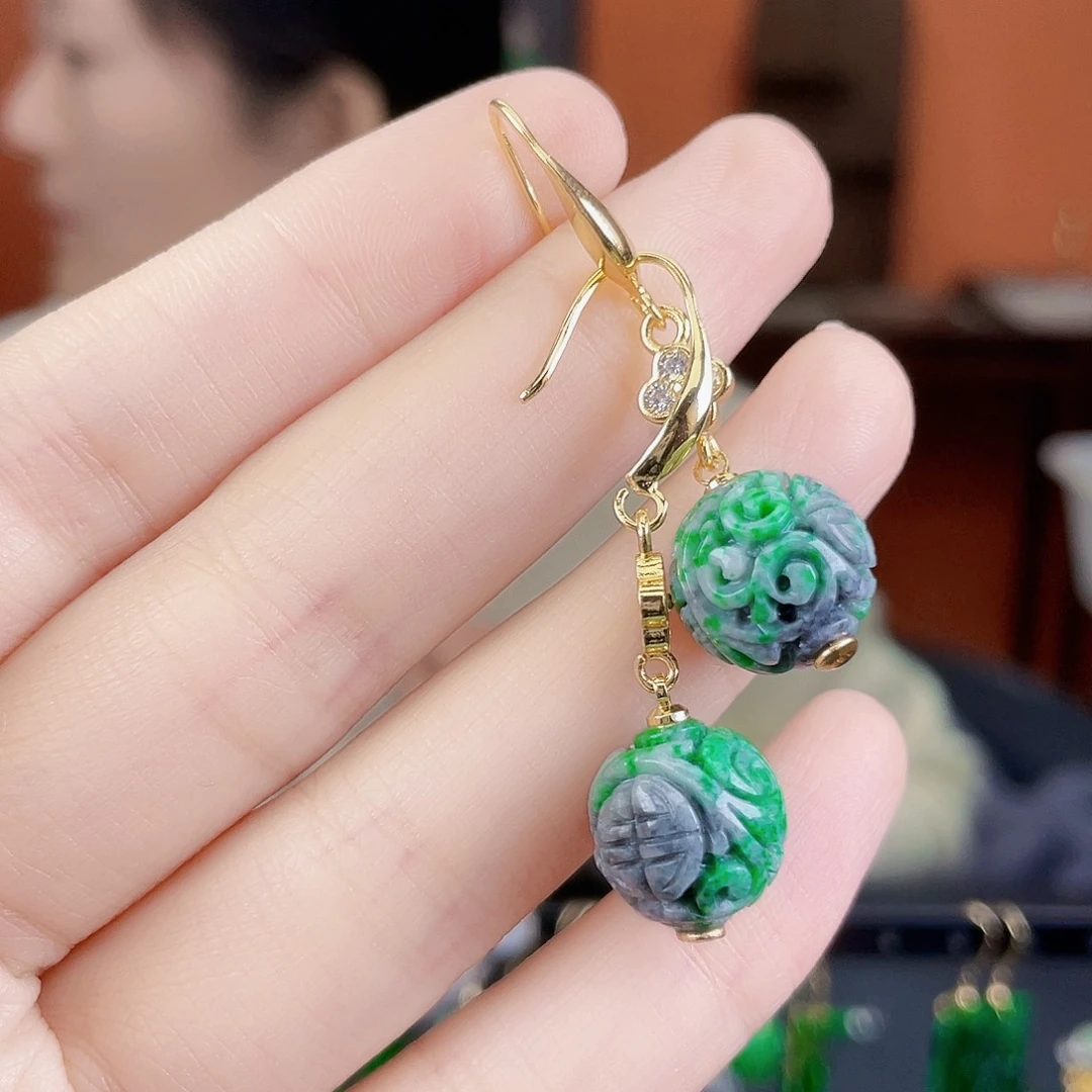 翡翠未镶嵌耳饰饰品