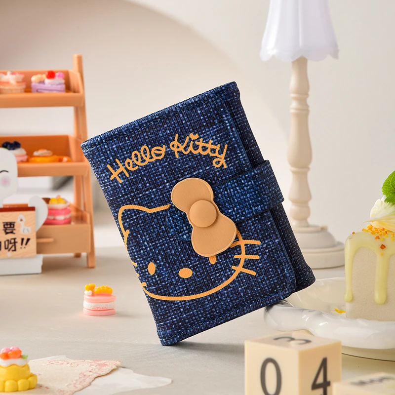 蓝色KT猫咪三折钱包小巧大容量多卡位短款零钱包一体多卡位卡包