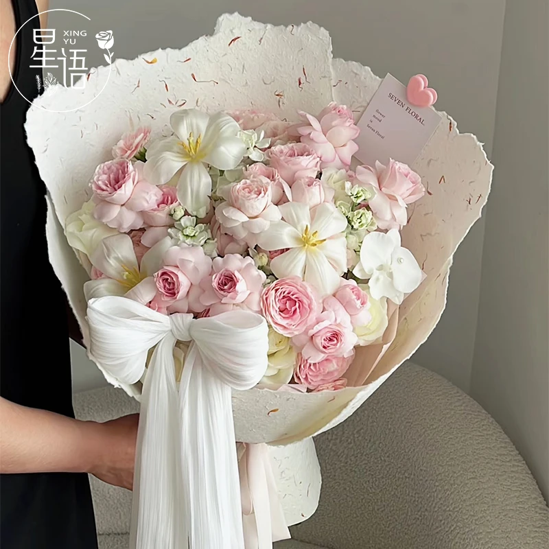 七夕情人节手撕花瓣纸 鲜花花束包装纸芍药花束包花纸diy手工材料