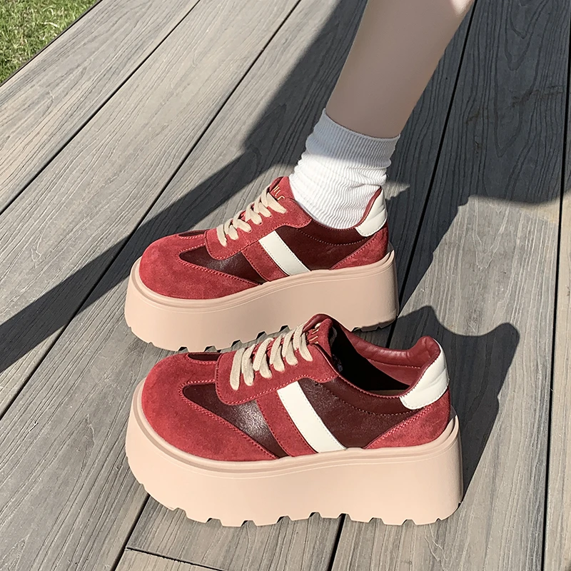 美拉德厚底勃肯鞋女2025春季新款小个子增高7cm松糕休闲运动板鞋