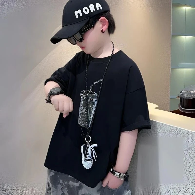 迪斯兔儿童t恤男夏季纯棉短袖男童2025新款中大童帅气宽松上衣潮