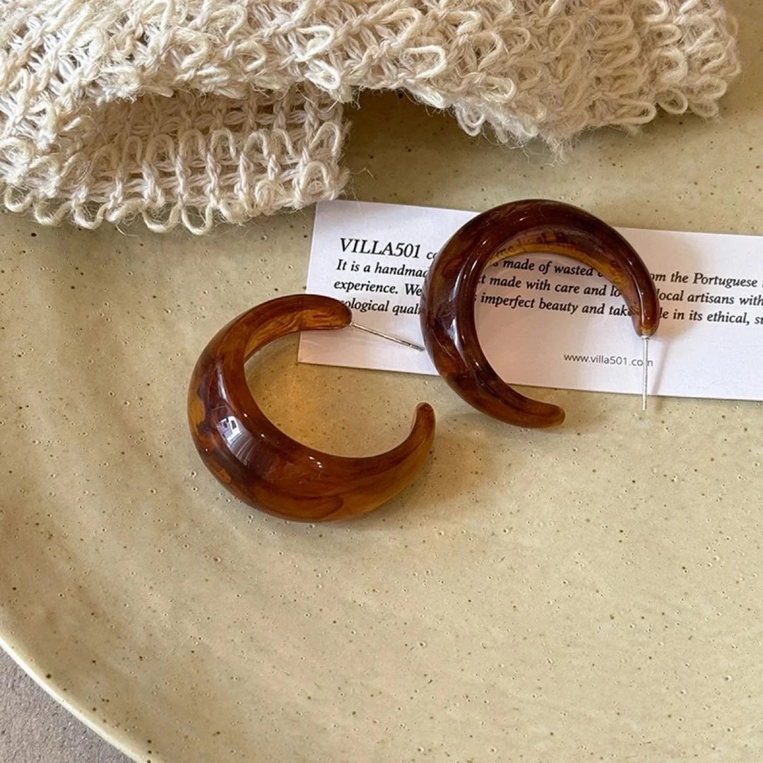 铜合金耳饰 【慵懒至上】美拉德晕染欧美C圈洋气炸了~显瘦耳圈 A25