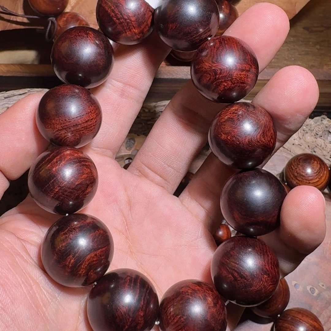 黄花梨/降香黄檀手串/手链海南黄花梨紫油梨水波纹老料