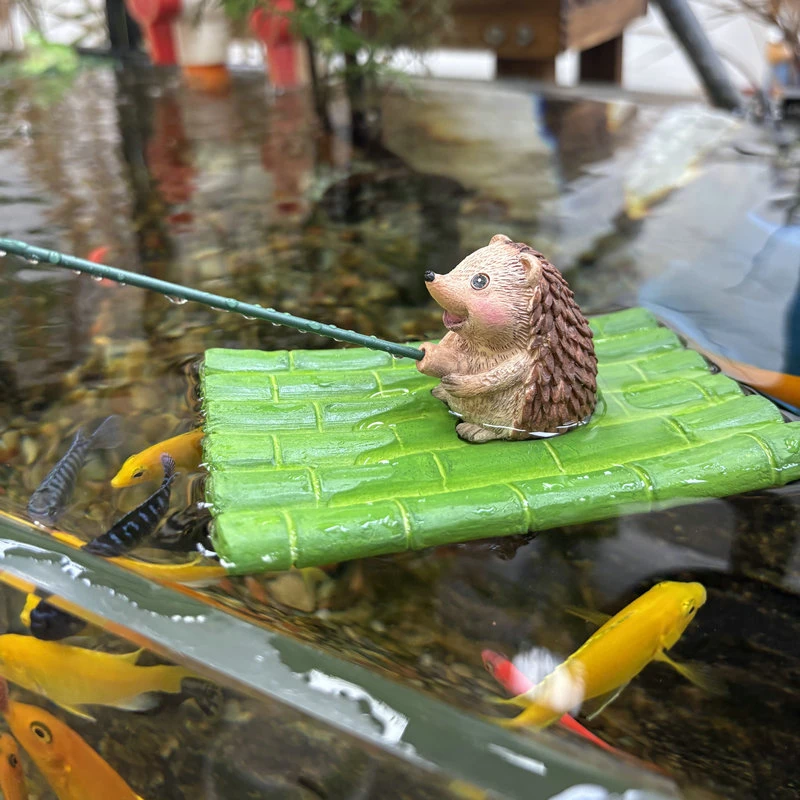 竹筏乌龟树脂钓鱼摆件
