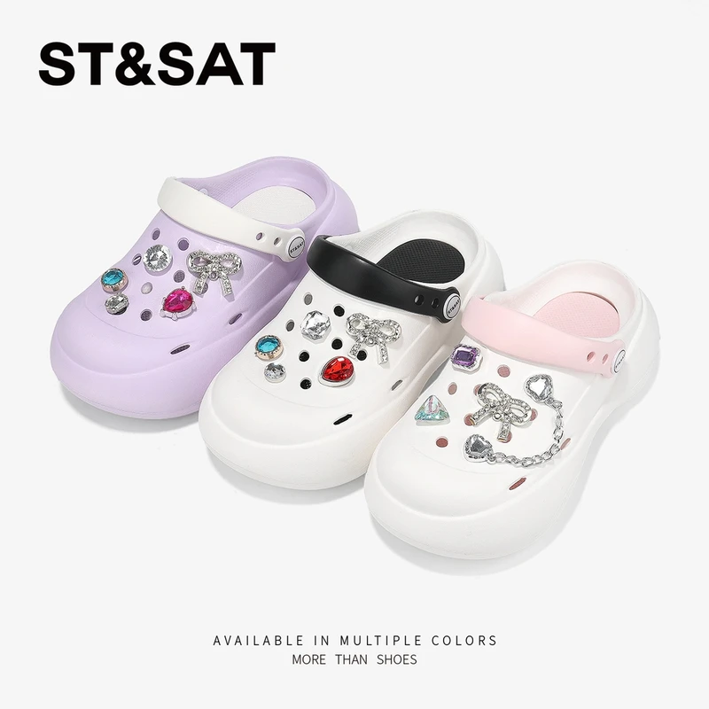 星期六2025夏季中大童洞洞鞋厚底防滑休闲洞洞鞋涉水拖鞋儿童