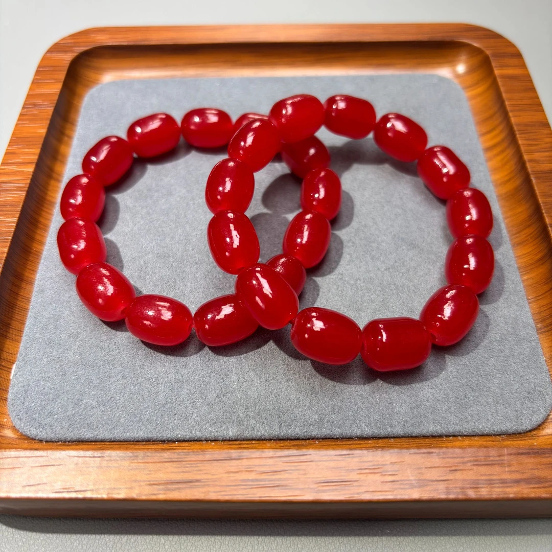 非金属珐琅手链 红色龙龙1.0mi葡萄珠手串 C132