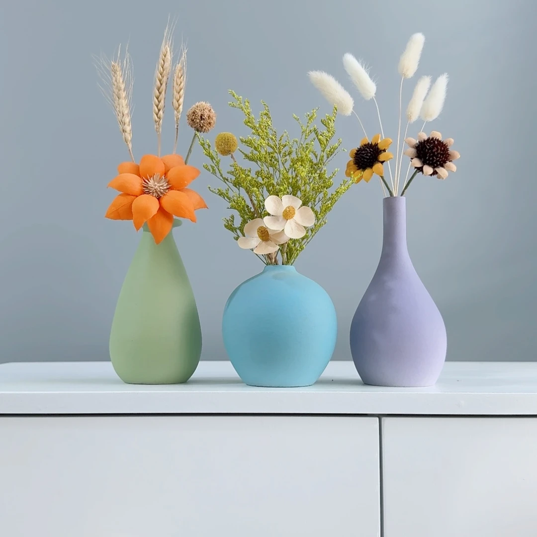 摆件陶瓷花瓶摆件含花总高约20-30cm