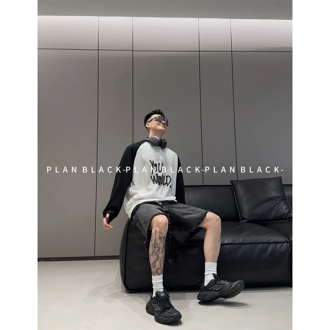 RICH陈发财【you waste/涂鸦】度假松弛感！情侣轻薄小领口T恤6864