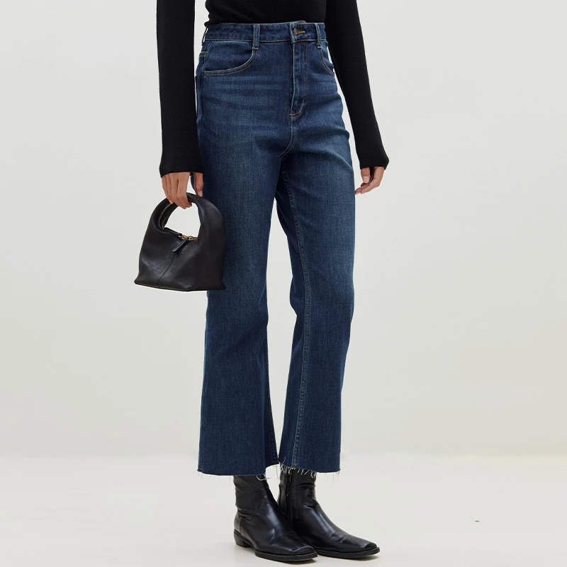 GOLDENBARRY|506031九分毛边微喇牛仔裤