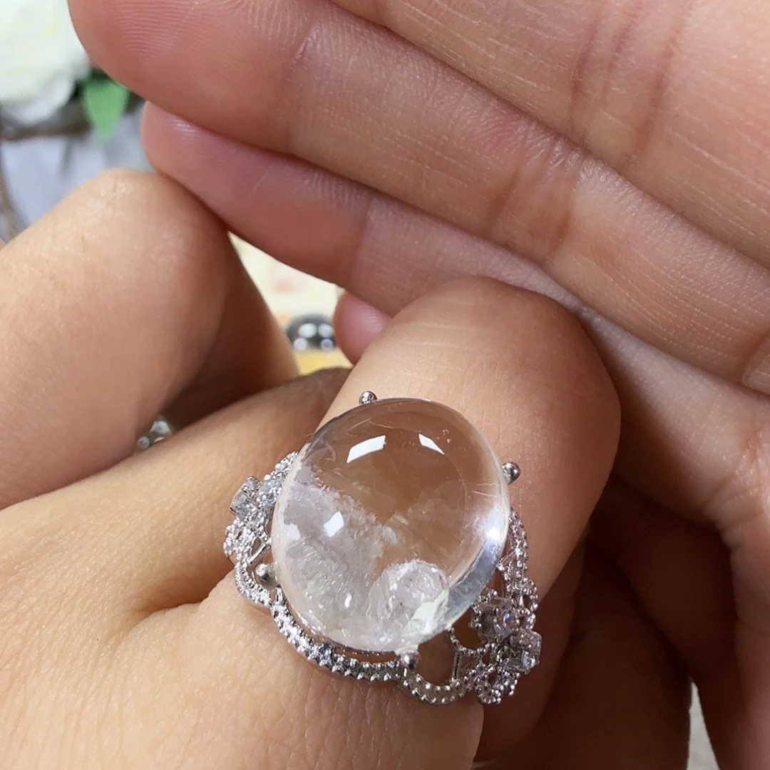 银S925镶嵌戒指水晶