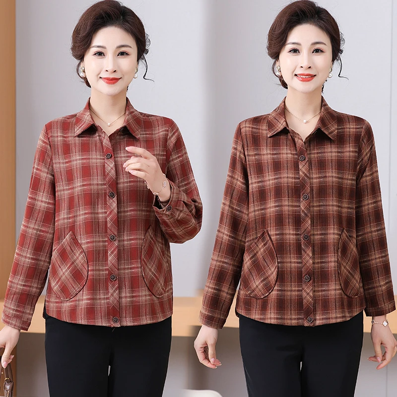 中年短款春秋宽松中老年女装春季时尚妈妈休闲上衣春装外套