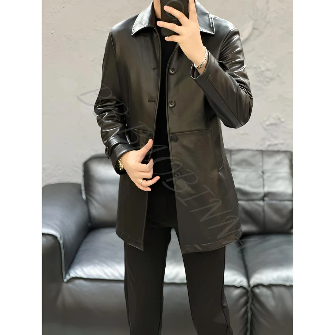 小野· 男装 | "100%绵羊皮"男士高订轻奢中长款羽绒服外套8581