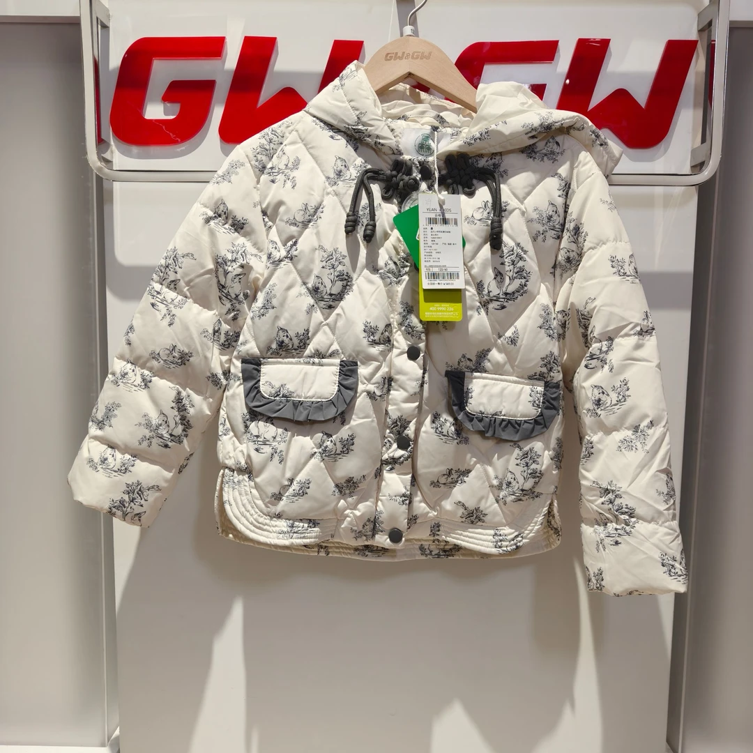 中童白色国风羽绒服